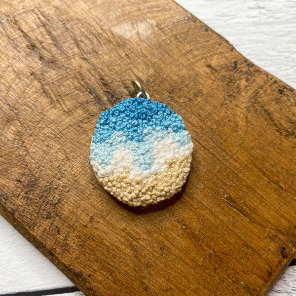 Hand Embroidered Large Pendant Necklace - Scenery  - 2