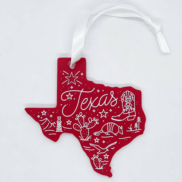 Around Texas Acrylic Ornament - Red