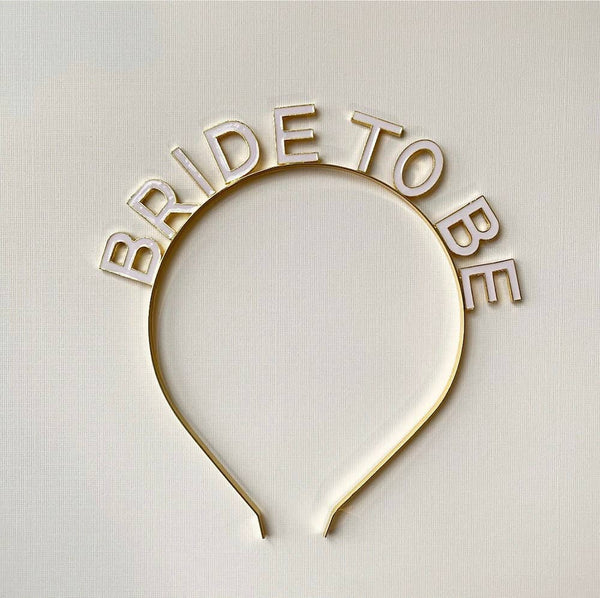 Bride To Be Gold & White Metal Headband