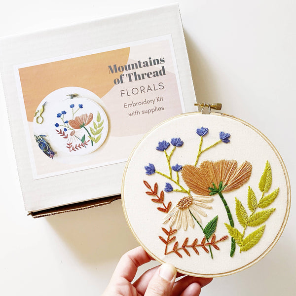 Floral Embroidery Kit with Supplies