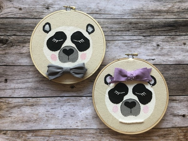 Sleeping Animal Faces Embroidery Hoops