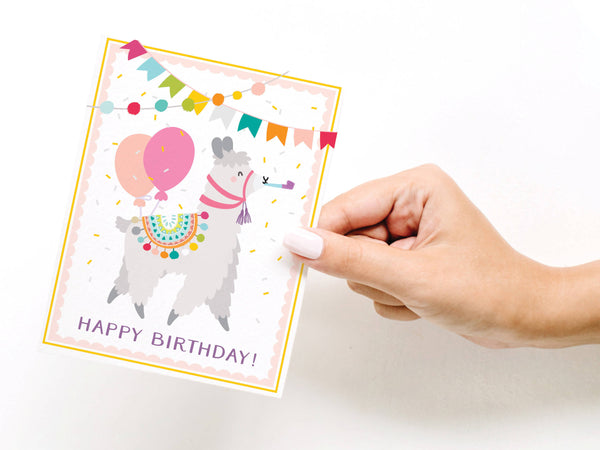 Happy Birthday Llama Greeting Card - DS