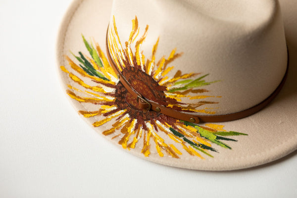 Cream Sunflower Hand-Painted Hat - 2
