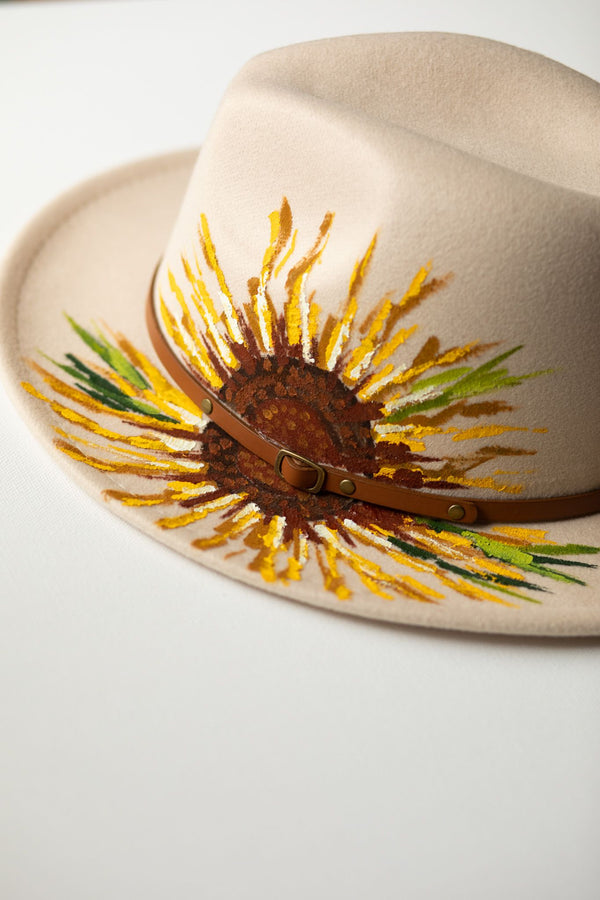 Cream Sunflower Hand-Painted Hat - 3