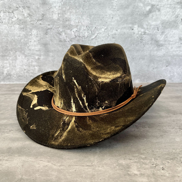 Gold Marbled Felt Cowboy Hat - 2