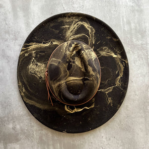 Gold Marbled Wide Brim Rancher Hat - 1
