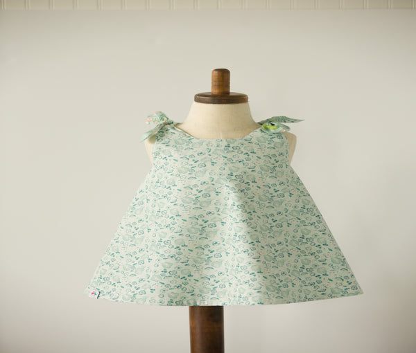 Reversible Back-crossing Shoulder Tie Dress in Mint and Pink with Bloomers - 2