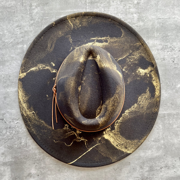 Gold Marbled Wide Brim Rancher Hat
