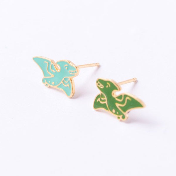 Pterodactyl Enamel Stud Earrings - 2
