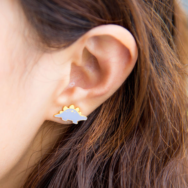 Stegosaurus Enamel Stud Earrings - 1