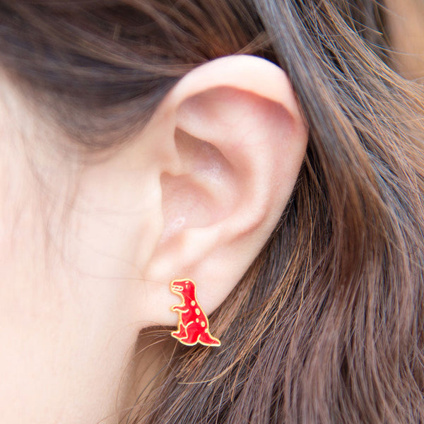 T-Rex Enamel Stud Earrings - 2