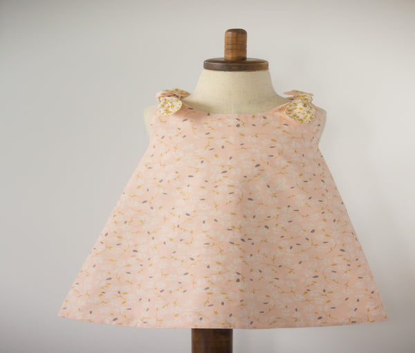 Reversible Back-crossing Shoulder Tie Dress in Pink &  Gold with Bloomers - 1