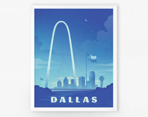 Dallas Bridge Skyline Print - 1