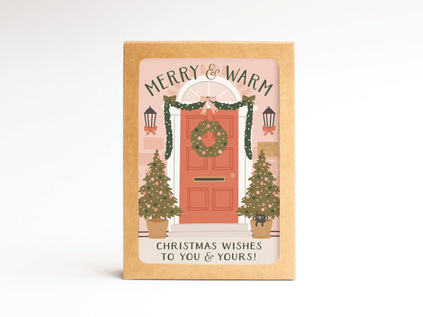 Merry & Warm Christmas Wishes Folded Greeting Note Set of 10