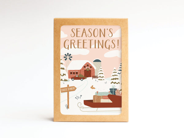 Season's Greeting! Tree Farm Folded Greeting Note Set of 10