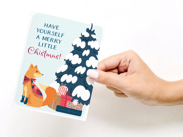 Have Yourself a Merry Little Christmas Fox Greeting Card - DS