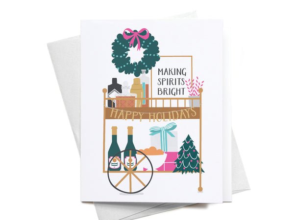 Christmas Liquor Bar Cart Greeting Card - HS