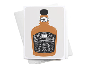 Happy Birthday Whiskey Bottle Greeting Card - onderkast-studio