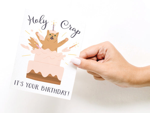 Holy Crap It’s Your Birthday Cat Greeting Card - RS