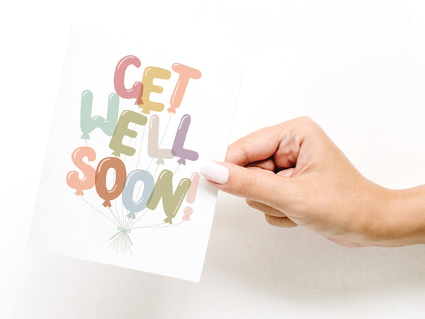 Get Well Soon Balloons Greeting Card - DS