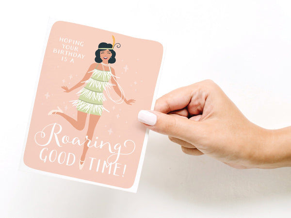 Roaring Good Time Flapper Greeting Card - DS