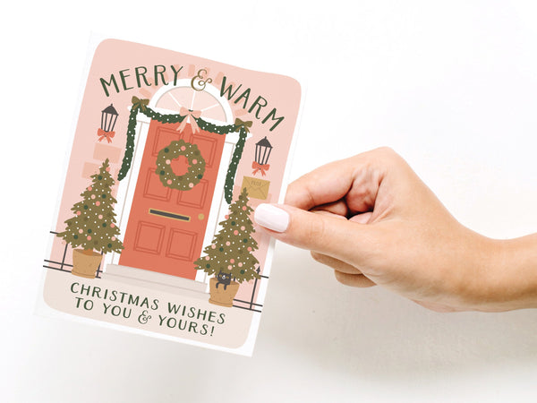 Merry & Warm Christmas Wishes Door Greeting Card - HS