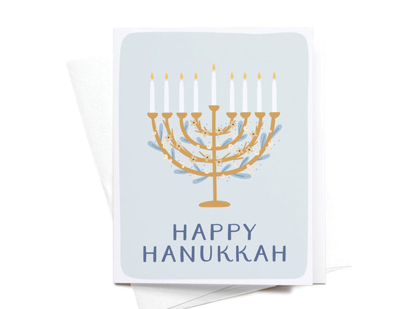 Happy Hanukkah Floral Menorah Greeting Card - HS