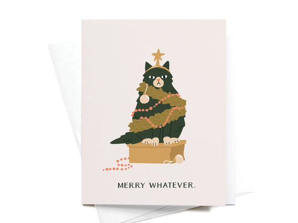 Merry Whatever Cat Greeting Card - HS