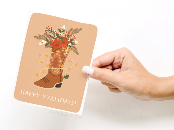 Happy Y’allidays! Cowboy Boot Greeting Card - HS