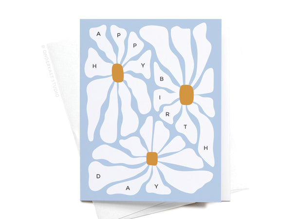 Happy Birthday Groovy Flowers Greeting Card - RS