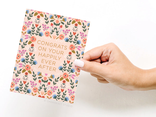 Congrats on Your Happily Ever After Floral Greeting Card - RS