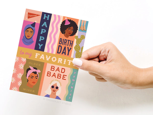 Happy Birthday to My Favorite Bad Babe Greeting Card - RS