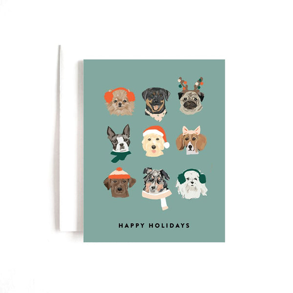 Illustrated Holiday Dogs Card - 1