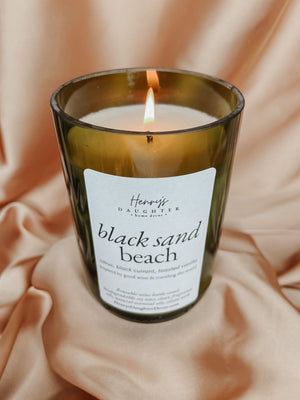 Black Sand Beach - Sweet Citrus - Wine Bottle Soy Candle - 1