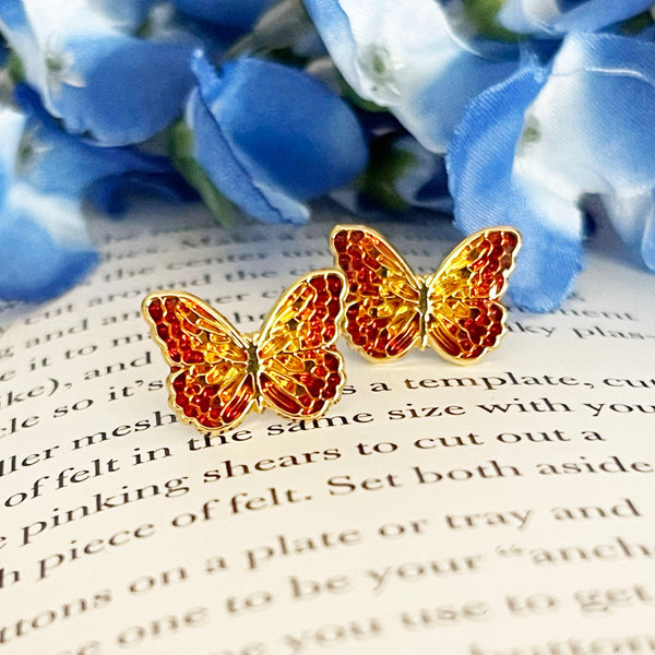 Butterfly Enamel Stud Earrings - 2