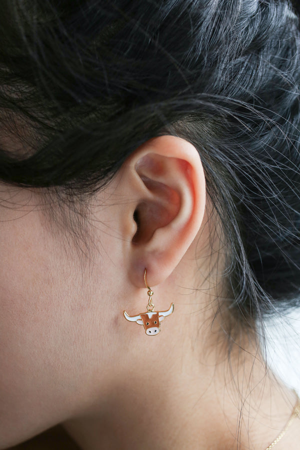 Texas Longhorn Enamel Earrings