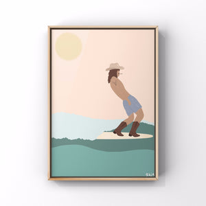 Surfing Cowboy Print - 1