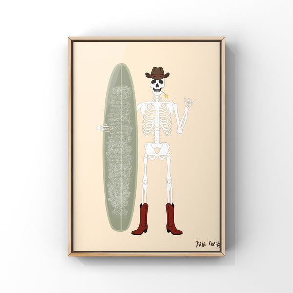 Skeleton Surf Cowboy Print - 1