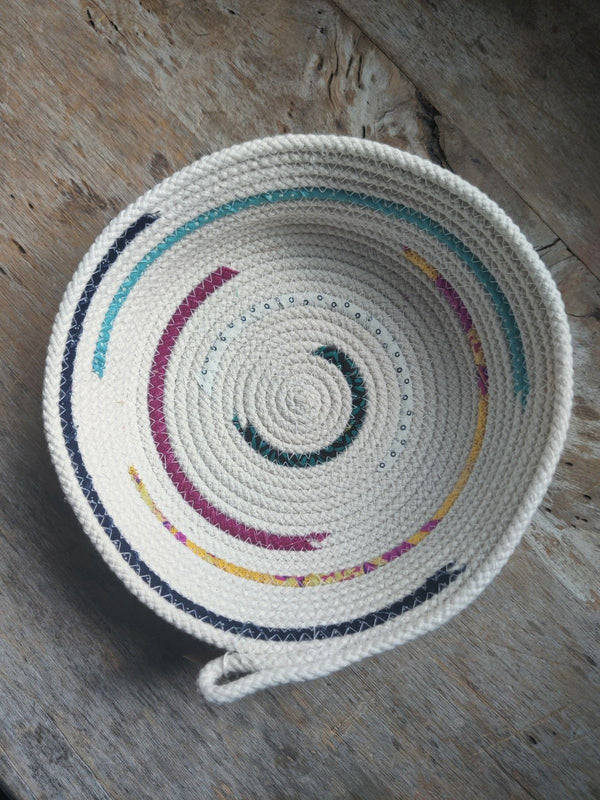 Extra Large Rope Bowl - Navy, Yellow, Pink, Blue - 2