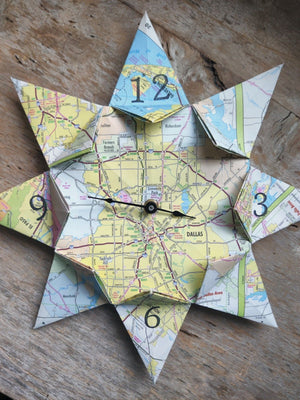 Upcycle Map Clock - Dallas - 1