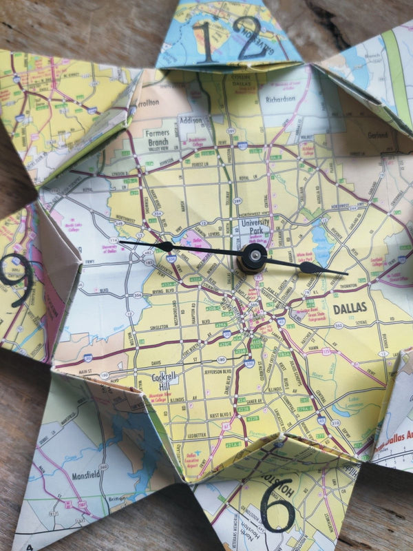 Upcycle Map Clock - Dallas - 2