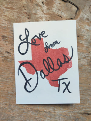 Love From Dallas, Tx Stamped Greeting Card - 1