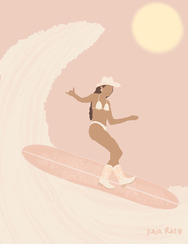 Surfing Cowgirl Print - 2