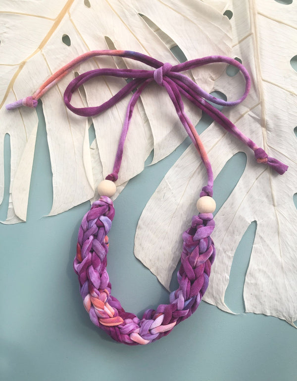 Dyed Hand Knit Necklace - 1