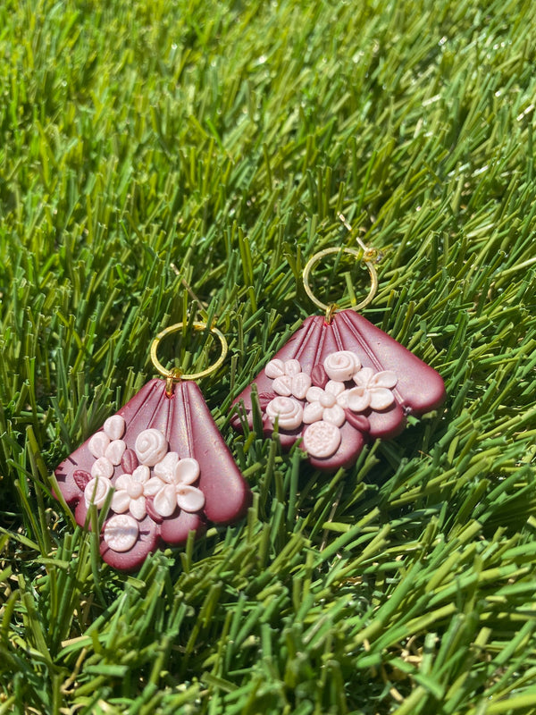 Small gold burgundy flowers - 1