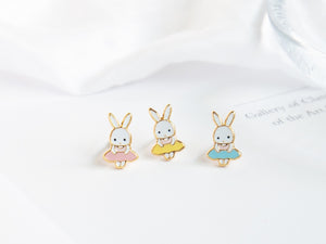 Easter Bunny + Egg Mismatched Enamel Earrings - 1