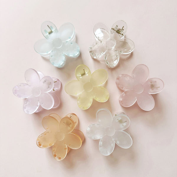 Medium Frosted Pastel Spring Flower Hair Claw Clips - 1