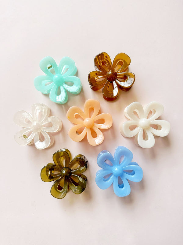 Medium Cut Out Opaque Spring Flower Hair Claw Clips - 2