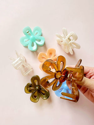 Medium Cut Out Opaque Spring Flower Hair Claw Clips - 1