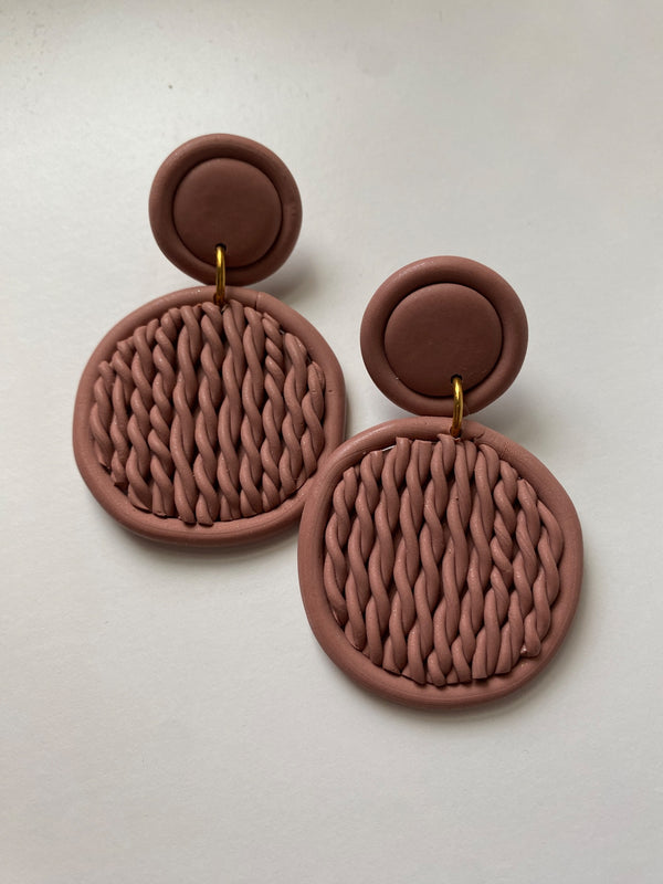 Neutral rope style earrings - 1